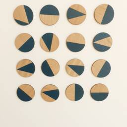 Dark Blue Geometric Wall Art Laser Cut Plywood Wooden Decor Scandi Boho Wallart Circles Hand Painted Modern Decorative Big Statement UK - thumbnail 2