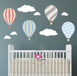 Hot Air Balloon Fabric Wall Decals Nursery Decor Stickers - thumbnail 1
