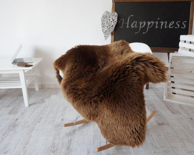 "Big Sheepskin Xl Brown Throw Genuine Leather Sheep Skin Decorative Rug Brown 48 ""X 28" - image 1