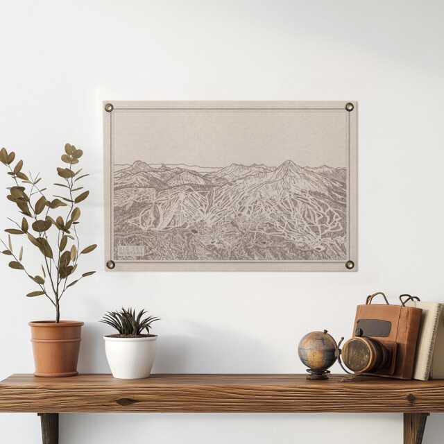 Big Sky Montana Mountain Map Felt Poster Banner - Vintage Ski Snowboard Mountain Wall Art Gift. Flag Pennant Home Decor. Usa Handmade - image 1
