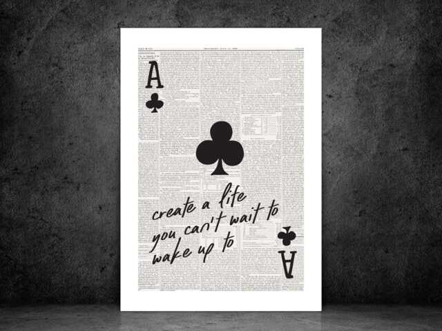 Create A Life Newspaper Poster - Funny Print Room Wall Art Quote For All The Family- A5 A4 A3 Framed Or Unframed - image 1
