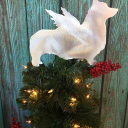 Pembroke Welsh Corgi, Angel Dog Tree Topper, Holiday Decoration, Aluminum, Christmas, Metal, Art, Unique Gift Idea, Dog Lovers - thumbnail 2