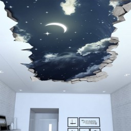Night Sky 3D Effect Ceiling - 3D Wallpaper Wall Decals Printed Art Wall Sticker Decal Sku Nsc3Dw - thumbnail 1
