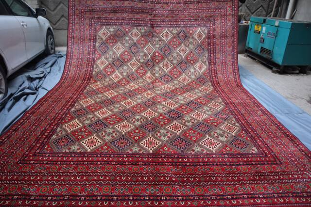 10x13 High Quality Large Afghan Rug, Geometric Design Oriental Turkmen Rug, Organic Dyes Wool Handmade Area Red Living Room Carpet - image 1