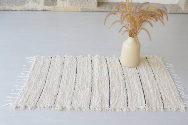 Small Handwoven Cream Rug, Bedroom Rug Cotton Bohemian Decor, Kitchen Nursery Kids Room Washable Hand Loomed Rug - image 1