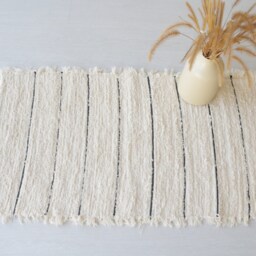 Small Handwoven Cream Rug, Bedroom Rug Cotton Bohemian Decor, Kitchen Nursery Kids Room Washable Hand Loomed Rug - thumbnail 2