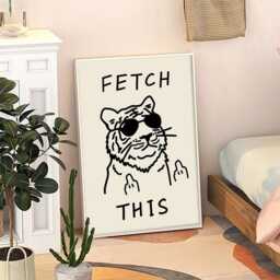 Fetch This Tiger Art Canvas Poster, Trendy Wall Art, Funny Aesthetic Decor, Retro Home Printed Gift - thumbnail 3