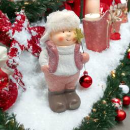 Christmas Ceramic Figurines Glitter Girl & Boy Ornaments - thumbnail 3