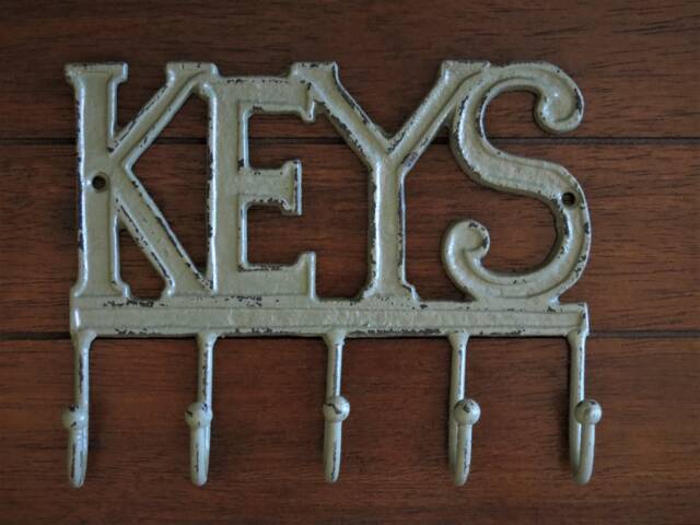 Keys Key Rack/Metal Wall Sign With Hooks Hanger Holder Art Entrance Foyer Mudroom Sage Green Or Pick Color - image 1