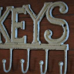 Keys Key Rack/Metal Wall Sign With Hooks Hanger Holder Art Entrance Foyer Mudroom Sage Green Or Pick Color - thumbnail 2