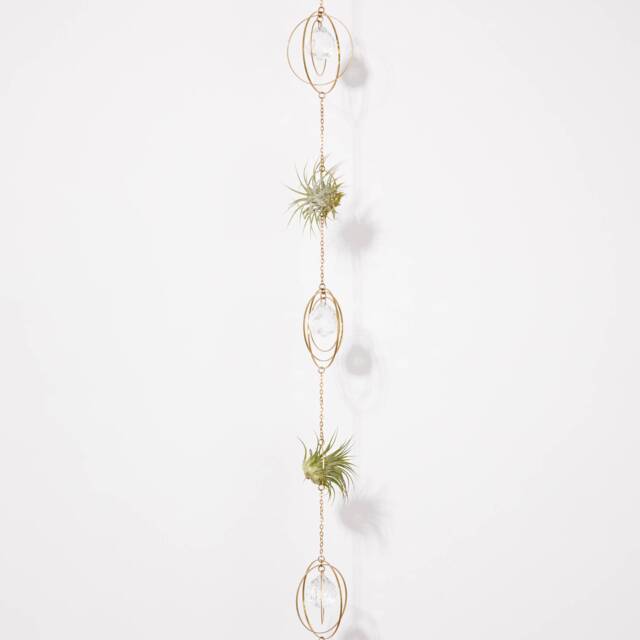 Hanging Air Plant Holder Chain, Brass Crystal Suncatcher, Geometric Hanger, Display, Gift Ideas - image 1