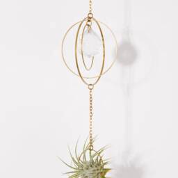 Hanging Air Plant Holder Chain, Brass Crystal Suncatcher, Geometric Hanger, Display, Gift Ideas - thumbnail 3