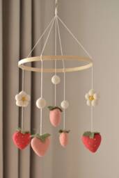 strawberry Mobile/Baby Mobile/Fruit Felt Mobile/strawberry Decoration/strawberry Nursery Decor/Fruit Baby Mobile/ - thumbnail 1