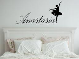 Ballerina Wall Decal Baby Personalized Name Vinyl Sticker Art Girls Room Decoration Ballet Dancing Dancer Nursery Kids Home Decor Ms2 - thumbnail 1