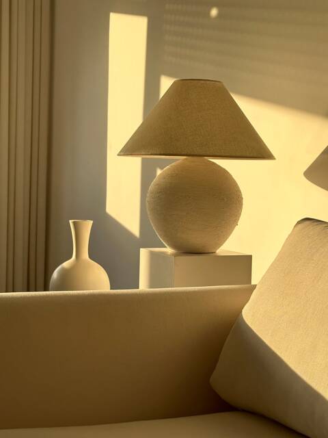 xxl Size Stoneware Earthenware Unglazed Ceramic Textured Table Lamp Lampshade Perfect For Entryway Bedroom Living Room To Get Wabi Sabi Look - image 1