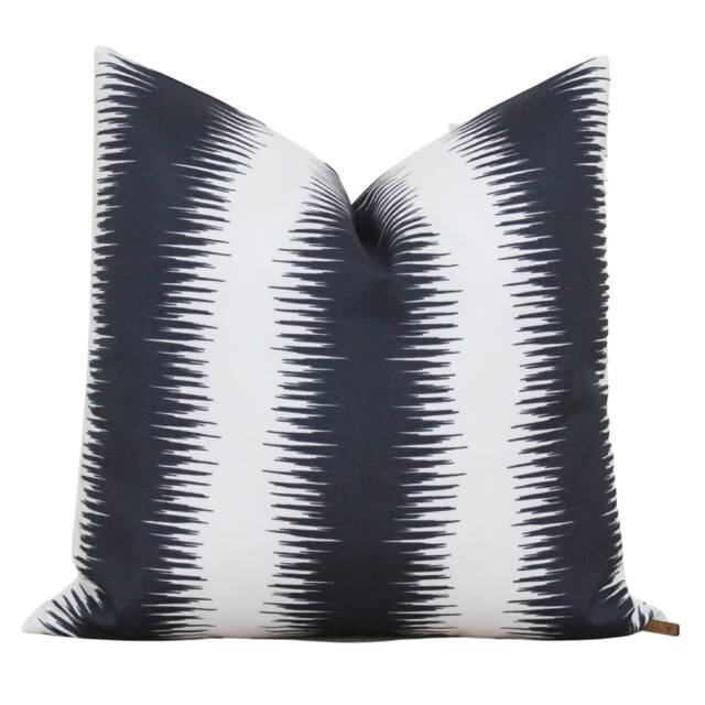 Navy Blue & White Stripe Outdoor Pillow - Cover Abstract Cushion Rhett - image 1