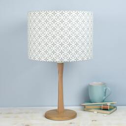 Large Meryam Lampshade, 40cm Diameter, Moorish Tiling Geometric Pattern, Ceiling Pendant Light, Grey, White, Pink Design, Made in UK