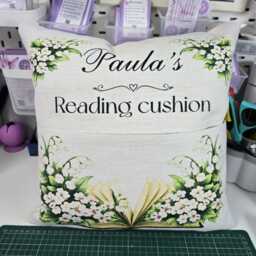 May Birth Flower Cushion Personalised, Lily Of The Valley Gift, Reading Pillow With Pocket, Custom Name Linen Book Lover Present UK - thumbnail 4