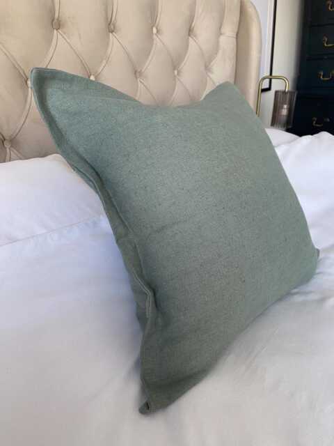 Green Oxford Edged Cushion Cover Linen Pillow Case - image 1
