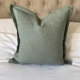 Green Oxford Edged Cushion Cover Linen Pillow Case - thumbnail 3