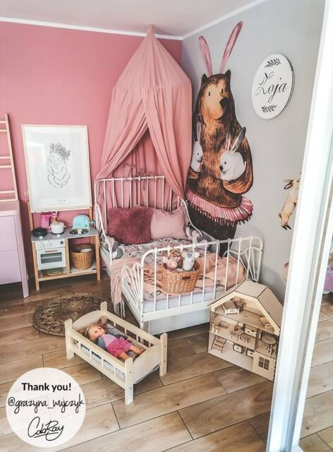 Bear & Bunny Wall Decal, Kids Friendly Decor, Ballerina Sticker, Children Illustration Cartoon Decor #15W - image 1