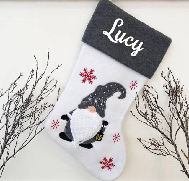 Custom Embroidered Personalized Christmas Gonk Stockings - Xmas Snowman Reindeer Santa - The Couture Cushion