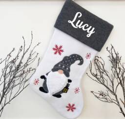 Custom Embroidered Personalized Christmas Gonk Stockings - Xmas Snowman Reindeer Santa - The Couture Cushion