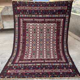 4'2x5'10 Ft Afghan Somak Kilim - Vintage Handwoven Wool Flatweave Rug, Tribal Pattern Carpet, Traditional Area Rug - thumbnail 2