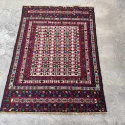 4'2x5'10 Ft Afghan Somak Kilim - Vintage Handwoven Wool Flatweave Rug, Tribal Pattern Carpet, Traditional Area Rug - thumbnail 3