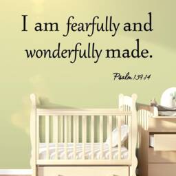 I Am Fearfully & Wonderfully Made Psalm 13914 Bible Wall Art Decal Quotes Christian Home Decor Vwaq - thumbnail 1