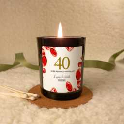 Ruby 40Th Wedding Anniversary Candle Gift Set, Personalised Soy With Couple's Name & Date, Keepsake For Parents Or Grandparents - thumbnail 1