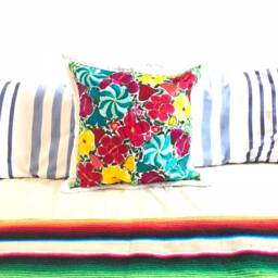 Mexican Embroidered Floral Pillow Cover, Home Decor - thumbnail 2