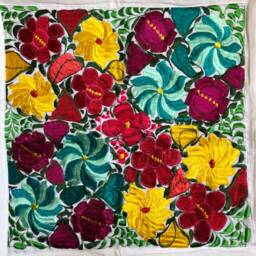 Mexican Embroidered Floral Pillow Cover, Home Decor - thumbnail 4