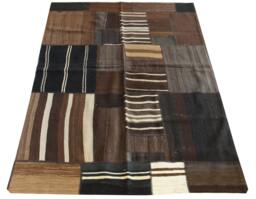 Brown Patchwork Kilim Rug, Bohemian Home Decor - 6.6x4.7 Ft - thumbnail 1