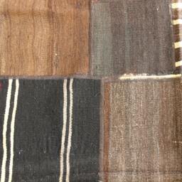 Brown Patchwork Kilim Rug, Bohemian Home Decor - 6.6x4.7 Ft - thumbnail 2