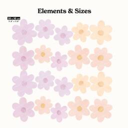 Big Purple, Pink & Orange Daisy Flowers Wall Decals, Plastic-Free Wall Stickers - thumbnail 2