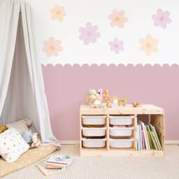 Big Purple, Pink & Orange Daisy Flowers Wall Decals, Plastic-Free Wall Stickers - thumbnail 3