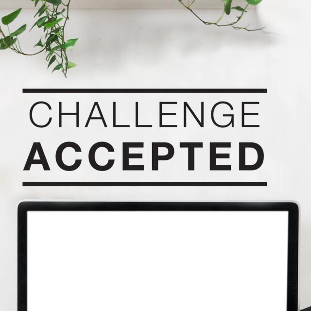 Challenge Accepted Quote - Vinyl Wall Decal, Motivational Decor - image 1
