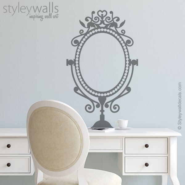 Mirror Wall Decal, Sticker, Bedroom Decor, Victorian Style Woman Decal - image 1