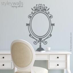Mirror Wall Decal, Sticker, Bedroom Decor, Victorian Style Woman Decal - thumbnail 1