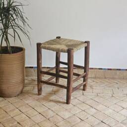 Small Moroccan Stool Made Of Wood & Natural Rope - thumbnail 3