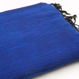 Royal Blue Yak Wool Blanket Handwoven Travel Shawl Wrap - thumbnail 3