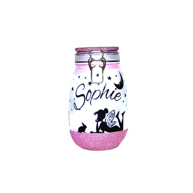 Handmade Personalised Fairy & Bunny Light Jar - Enchanting Nightlight - image 1
