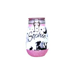 Handmade Personalised Fairy & Bunny Light Jar - Enchanting Nightlight