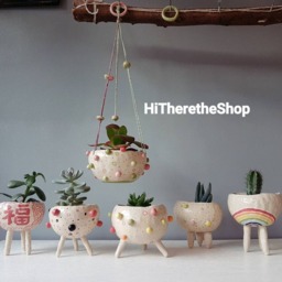 The Multi-Coloured Bobbly Pot - Ceramic Succulent Pot, Handmade Planter, Cactus Plant Home Studio Pottery, Hanging Pot - thumbnail 4