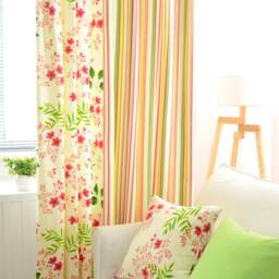 Window Curtain Panel/Window Treatment/Topper/Bedroom Drape/Bathroom Shower Curtain, Kids Nursery Children Playroom-Flower Stripe, Free Gift - thumbnail 3