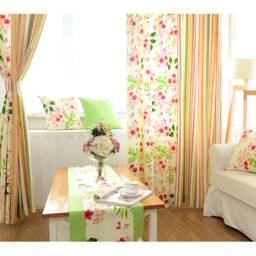 Window Curtain Panel/Window Treatment/Topper/Bedroom Drape/Bathroom Shower Curtain, Kids Nursery Children Playroom-Flower Stripe, Free Gift - thumbnail 2