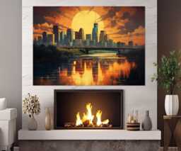 Abstract Minneapolis Canvas Print, Skyline, Minnesota Wall Art, Decor, Framed & Ready To Hang - thumbnail 1