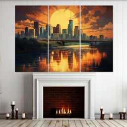Abstract Minneapolis Canvas Print, Skyline, Minnesota Wall Art, Decor, Framed & Ready To Hang - thumbnail 3