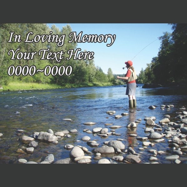 Fishing 02 in Loving Memory Full Color Rectangle 005 Custom Vinyl Wall Decal Or Car Sticker - Ilmfullcolorrectangle005Et